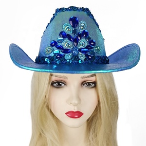 Sombrero Vaquero Brillante con Purpurina para Festivales <span class=keywords><strong>de</strong></span> Música Rave, Discotecas, Accesorio <span class=keywords><strong>de</strong></span> Moda Y2K, Atuendo <span class=keywords><strong>de</strong></span> Estilo Occidental, Accesorio para la Cabeza, Estilo <span class=keywords><strong>Disco</strong></span> Espacial - Product Image 6