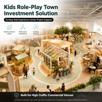 Centre de jeu d'imitation urbain avec maisons, routes, sentiers et espaces intérieurs, mini-piste, conception personnalisée, projet clé en main, OEM ODM