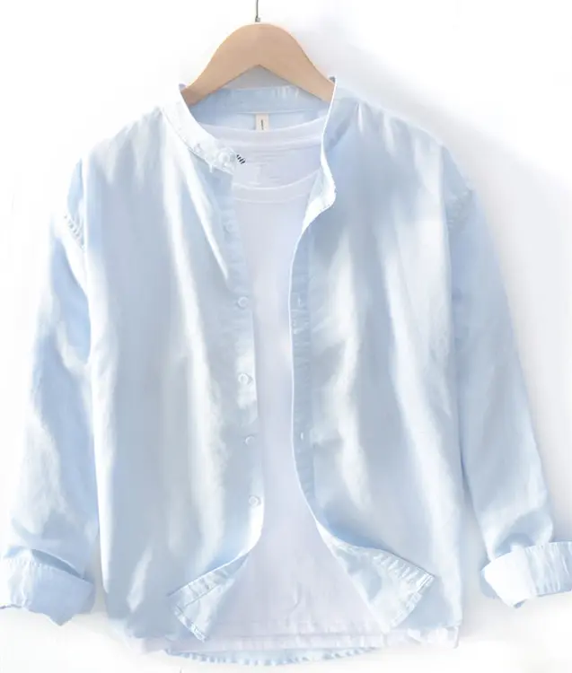breathable classical stylish long sleeve 100% linen shirts for men 100% hemp shirt