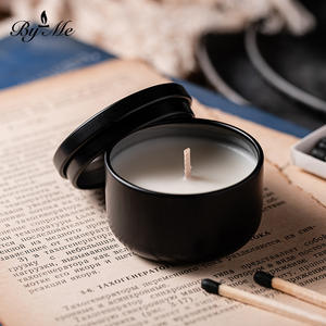 Juego de Velas Aromáticas de Cera de Soya Hechas a Mano con Etiqueta Privada de Lujo, en Frascos Negros, Ideales para Regalo en Acción de Gracias, Diwali <span class=keywords><strong>y</strong></span> Ramadán - Product Image 1