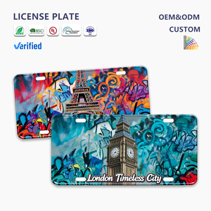 Plaque Métallique Rétro Personnalisée avec Graffiti et Sites Touristiques de Londres et de <span class=keywords><strong>Paris</strong></span> pour la Décoration de la Cave à Hommes, du Café et de la Maison - Product Image 1