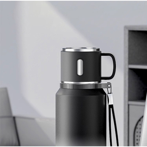 Bouteille isotherme à double paroi en acier inoxydable 316, grande capacité, portable, double usage, tasse à eau, 12h de conservation, personnalisable - Product Image 3