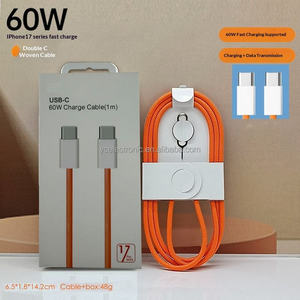 Nouveau câble de charge rapide et de données <span class=keywords><strong>USB</strong></span>-C vers <span class=keywords><strong>USB</strong></span>-C en nylon tressé orange de 90 cm (3FT) 60W PD avec conducteur en cuivre pur pour <span class=keywords><strong>iPhone</strong></span> 17/14/15/16 Pro Max - Product Image 2