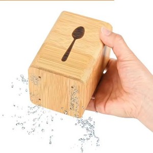 Caja de almacenamiento de cubiertos de bambú, organizador de cocina con 3 compartimentos, almacenamiento de escritorio ecológico para tenedores, cucharas y cuchillos - Product Image 2