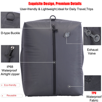 Sac de compression sous vide unisexe, étanche, hermétique, en nylon TPU écologique, 18L, organisateur de vêtements de voyage pour bagages et sacs à dos, OEM