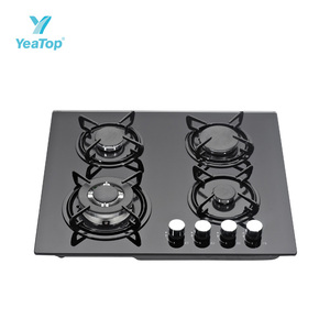 Table de cuisson à <span class=keywords><strong>gaz</strong></span> encastrable 60 cm, 4 brûleurs, en verre trempé, pour cuisinières GPL/GN, allumage par pile 1,5 V avec FFD - Prix <span class=keywords><strong>le</strong></span> plus bas - Product Image 1