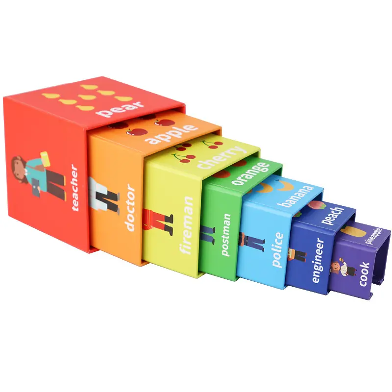 Blocs de construction pour enfants jouets numéros nidification Cubes empilables blocs empilables en carton boîte en papier arc-en-ciel