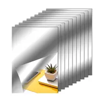 12 Pcs Acrylic Flexible Mirror Sheets, 12 x 12 in Mirror Tiles Self Adhesive Square Cuttable Mirror Wall Stickers Non Glass Acrylic Safety Reflective