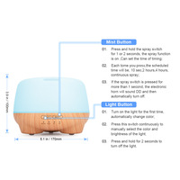 Diffuseur d'arômes électrique, humidificateur 500 ml, utilisation hôtelière, diffuseur d'huiles essentielles ultrasonique silencieux avec lumière LED contrôlée par application