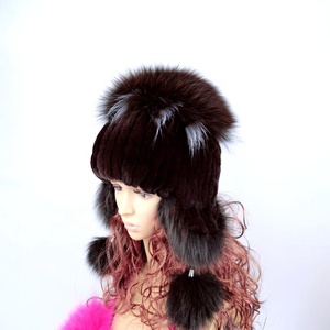 Cappello da donna invernale Rex pelliccia di coniglio cappellini di vera pelliccia lavorati a maglia cappello caldo <span class=keywords><strong>russo</strong></span> cappello da donna nuovo cappello di pelliccia da donna - Product Image 5