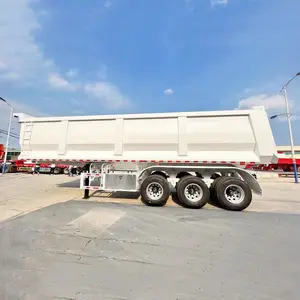 맞춤형 50 톤 U 자형 리어 덤퍼 세미 3 차축 사용 덤프 트럭 트레일러 침대 타이어 판매