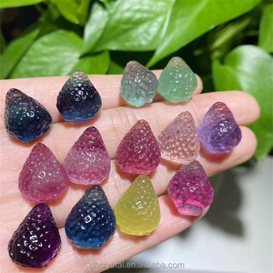 Artisanat en cristal, sculptures en gros, mini cristal de fluorite arc-en-ciel naturel, pierre précieuse sculptée, minuscules figurines de cône de pin pour cadeau - Product Image 6