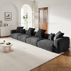 Canapé modulaire sectionnel noir compressé sous vide américain ATUNUS, livraison directe, grand canapé en tissu de velours côtelé - Product Image 4