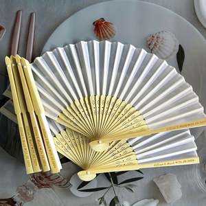 Abanico Plegable Pintado a Mano para Boda, Artesanía de Bambú, Souvenir para Decoración del Hogar o Regalo Empresarial, Estilo Musical para Año Nuevo - Product Image 4