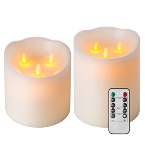 Mèche mobile D15 blanc paraffine cire télécommande Simulation minuterie <span class=keywords><strong>2</strong></span> 4 6 8 heures de mariage à piles flamme led bougie - Product Image 1