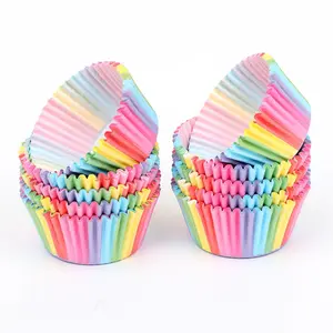 100pcs Rainbow greaseproof baby birthday party cupcake liners paper baking cups disposable paper muffin liners