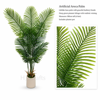 Palmier Papillon Artificiel Tropical de 1,8 m en Pot, Feuillage Vert Artificiel pour Salon, Bureau, Villa, Patio, Verdure au Sol