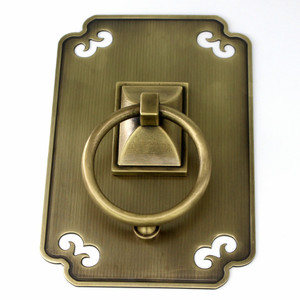 Poignée de porte en cuivre de style chinois, couleur laiton, grand anneau de traction pour porte principale de villa - Product Image 5