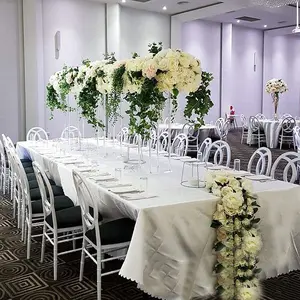 Supporto fiori acrilico trasparente, composizione floreale decorativa trasparente, centrotavola per matrimonio, altezza 80cm