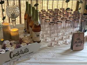 Flûtes de Champagne personnalisées à bord doré, en plastique <span class=keywords><strong>jetable</strong></span> bon marché pour les tasses de fête de mariage Mimosa - Product Image 5