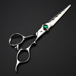 6.0 Inch NEPURLson Màu Xanh Lá Cây Kim Cương <span class=keywords><strong>3</strong></span> Lỗ Emerald Thiết Kế Thời Trang Vẻ Đẹp Kéo Cắt Tóc Kéo Phẳng Răng Kéo Tóc - Product Image 4