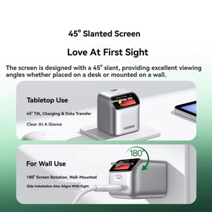 Cargador GaN <span class=keywords><strong>UGREEN</strong></span> X740 de <span class=keywords><strong>45W</strong></span>, Cargador Rápido USB C 3C de <span class=keywords><strong>45W</strong></span> °   Cargador de Pared Plegable con Pantalla TFT Inteligente en Ángulo, PD3.0, PPS - Product Image 5