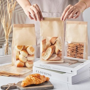 Bolsa de embalaje de panadería de papel marrón personalizada, pan, <span class=keywords><strong>Bagel</strong></span>, tostadas, galletas, lazo de lata, bloqueo de lengüeta, bolsas de regalo, bolsa de ventana de papel Kraft - Product Image 6