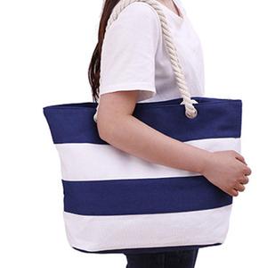 Nuevo bolso de playa a la moda para mujer, bolso de lona de verano de gran capacidad, bolso de hombro a rayas, bolso de compras - Product Image 4