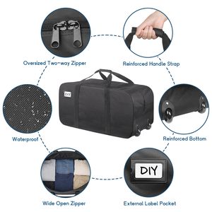 Sacs de déménagement extra-larges robustes avec roulettes, pliables, 92L, sacs de transport à roulettes pour le voyage, l'emballage ou le stockage - Product Image 3