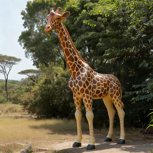 Sculpture de <span class=keywords><strong>girafe</strong></span> grandeur nature en résine de fibre de verre décorative d'extérieur, impression numérique, couleurs et logo personnalisables pour jardin - Product Image 2