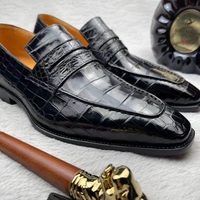 Mocassins de luxe en cuir véritable pour hommes, style affaires, en peau d'alligator, chaussures habillées décontractées à talon compensé, sur mesure, Goodyear, pour soirée