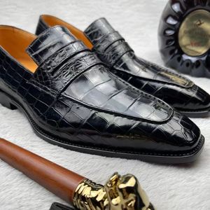 Mocasines de Negocios de Lujo en Piel Genuina de Caimán Zapatos Formales para Hombre con Cintura de Violín Casuales Personalizados Goodyear para Fiesta - Product Image 4