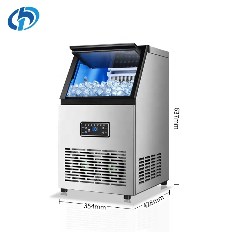 Máquina de fazer cubos de gelo 60kg, mini máquina comercial de bancada pequena para fazer gelo doméstico, preço comercial