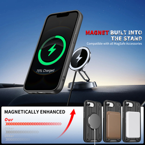 Custodia Magnetica Antiurto Armor per <span class=keywords><strong>iPhone</strong></span> 17e / 16e / <span class=keywords><strong>SE</strong></span> 2025 con Ricarica Wireless e Supporto Girevole - Product Image 2