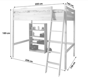 <span class=keywords><strong>Letto</strong></span> a Soppalco Midi in Legno Massello Ecologico con Spazio di Archiviazione e Armadio, Design Moderno <span class=keywords><strong>per</strong></span> Camera da <span class=keywords><strong>Letto</strong></span> dei Bambini - Product Image 4