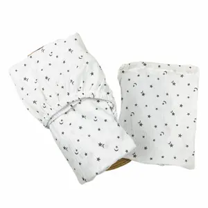 Drap <span class=keywords><strong>de</strong></span> lit pour bébé <span class=keywords><strong>de</strong></span> <span class=keywords><strong>Noël</strong></span>, 100% coton biologique, tissu en mousseline, 300 fils, couvre-lit toutes saisons, animal, fleur, étoile - Product Image 1