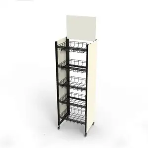 5 Tier Supermarket Retail Free Standing Metal Water Bottle Storage Display Rack