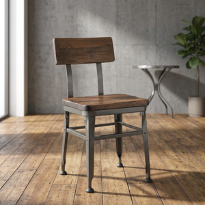 Industrial Furniture European Modern Solid Wooden <b>Dining</b> <b>Chair</b> with Metal Legs Restaurant <b>Chair</b> for Home Office & Apartment Use - Product Image 4