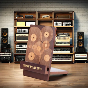 Support d'affichage modulaire en bois pour disques vinyles, avec clips plats pour rangement de CD - Product Image 1