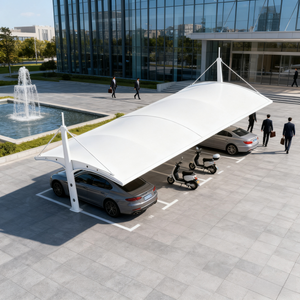 Markise Sonnenschutz PVDF Überdachung/Sonnenschirm UV-Schutz Flammhemmend Umweltfreundlich für Garage Hotel Geschäft Stahlkonstruktion Lager - Product Image 3