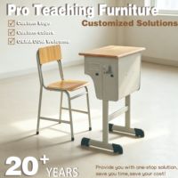 Ensemble de bureau et chaise d'école réglables avec boîte à livres en acier, table d'étude en bois avec base en T, mobilier scolaire durable