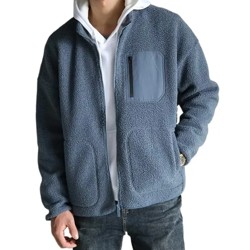 Lente Herfst Winter Fleece Teddy Jack Mannen Techwear Warme Jongens Jassen Zak Rits Cardigan Trendy Standaard Kraag Jas