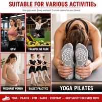 Chaussettes de yoga et de Pilates pour femme en coton peigné, tricotées, personnalisées, avec design, broderie de marque, antidérapantes, mignonnes, modèle XY Knitting