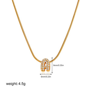 Collar con Colgante de Letra Inglesa en Oro de 18K Estilo Europeo y Americano con Circonita, Cadena de Serpiente de Acero Inoxidable - Product Image 5