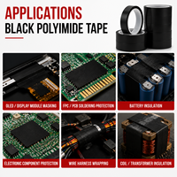 Ruban en polyimide noir GOC PI2525-B, 50 microns, 6 kV, haute température, 30 m de long, pour la protection et l'isolation des composants électroniques