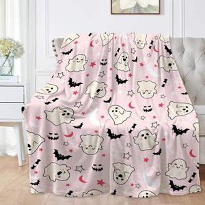 <b>Halloween</b> Pumpkin Ghost Bat Flannel <b>Blanket</b> Throw <b>Blanket</b> Nap <b>Blanket</b> Party Decor Horror Gift Lightweight Breathable - Product Image 5