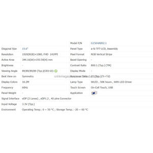 G156HAB02.1 Kyocera pantalla LCD 15,6 pulgadas nuevo stock original 1920*1080 módulo LCD - Product Image 5