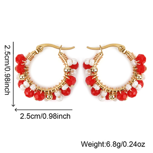 Boucles d'oreilles créoles en perles de verre faites à la main Resoul, petites, plaquées or, style bohème coréen, bijoux pour femmes et filles, accessoires de mode, cadeau - Product Image 3