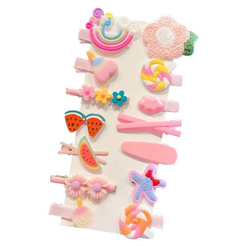 New Trend Korean 14 Pcs Sweet Cute DIY Hair Clips For Baby Girls Kids Hair Accessories Sets