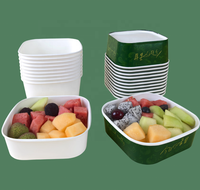 Witte Voedsel Afhaalcontainers Kraftpapier Wegwerp Vierkante Ronde Papieren Kom Met Doorzichtige Deksels Voor Salade Sandwich Fruit